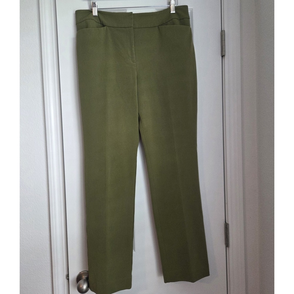 Ann Taylor Factory Olive Green Dress Pants Trousers Straight Leg Career 10